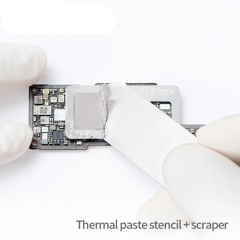 Repairman Thermal Conductive Paste Steel Mesh for Mobile Phone Motherboard PCB CPU Solder Paste Stencil with  Scraper Hand Tool