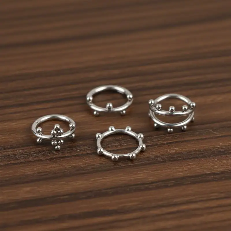 1 2Pcs Stainless Steel Welded Ball Earrings Round Nose Ring Perforated Jewelry Easy to Clean for Long Lasting Shine Casual
