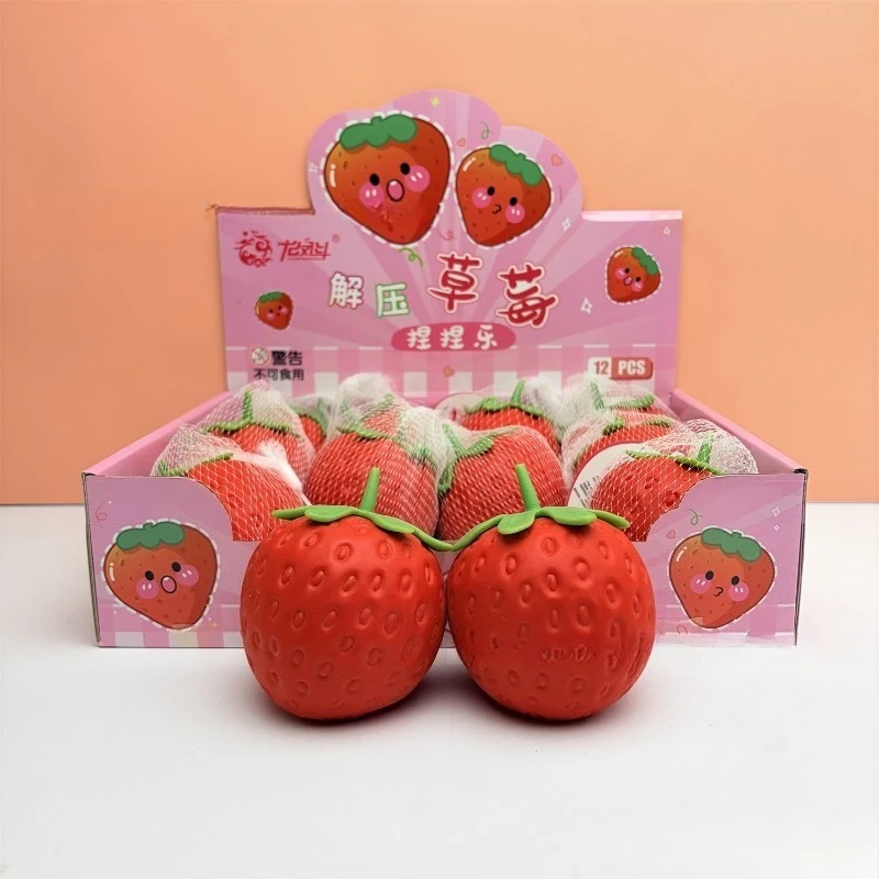 Simulation of fruit and strawberry squeezing toys soft sticky hand toys decompression vent pranks decompression squeezing toys. view 2