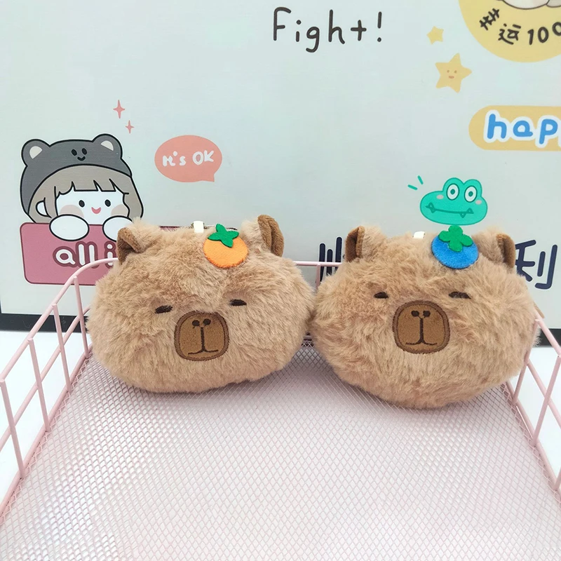 1PC Cute Capibara Plush Coin Purse Cartoon Capybara Doll Keychain Pendant Backpack Decor Headphone Lipstick Storage Bag Gifts