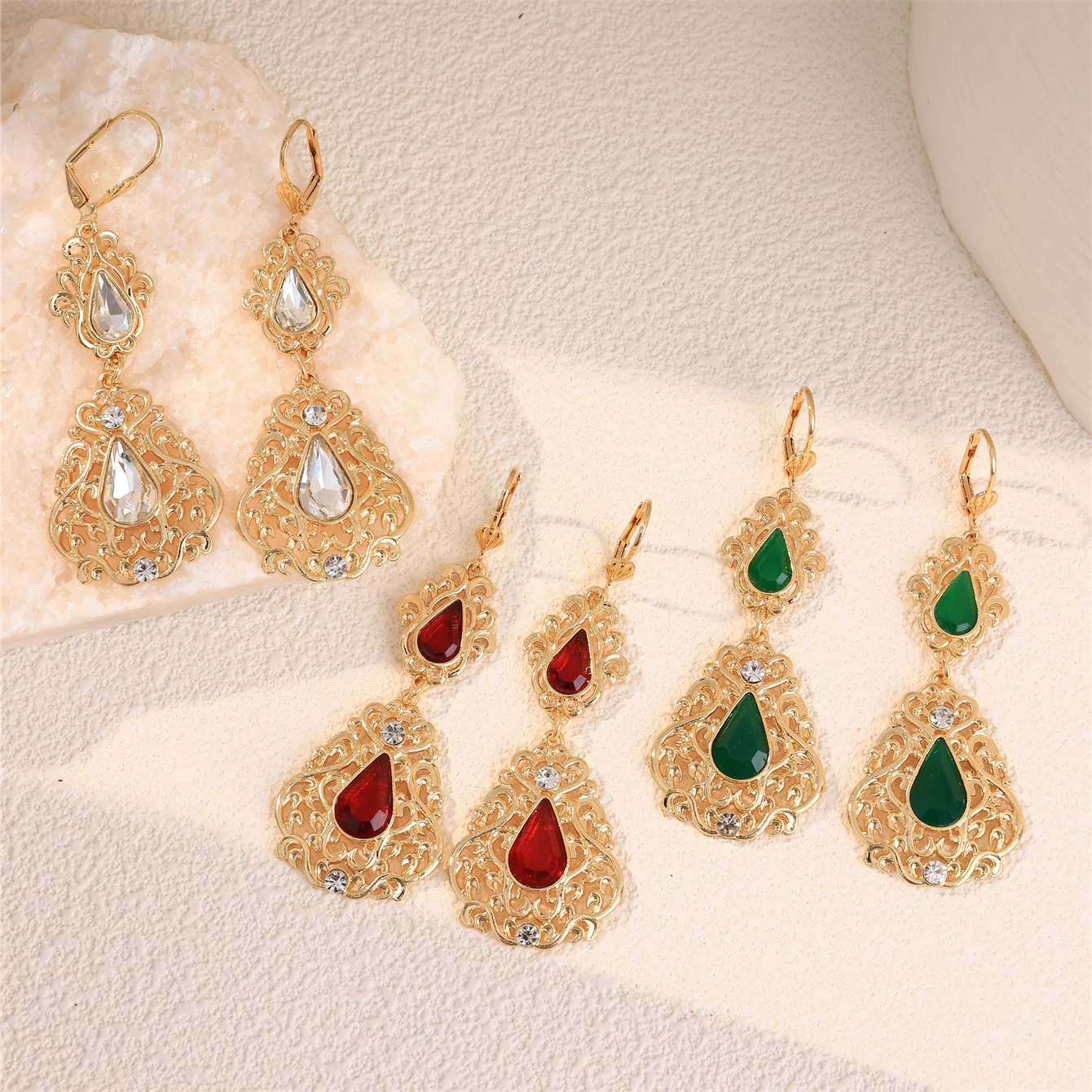 Classic Moroccan Wedding Women Earrings Hollow Design Gold Color Ear Decoration Jewelry