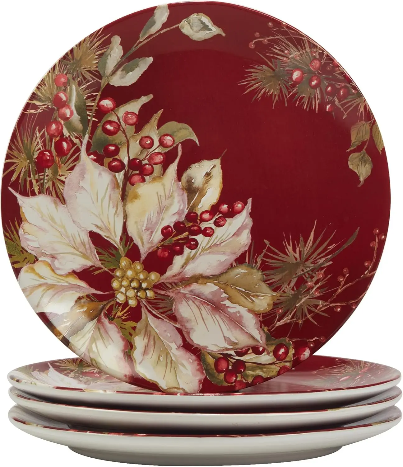 

Winters Joy 11" Dinner Plates, Assorted Designs, Multicolor, Large, Set of 4
