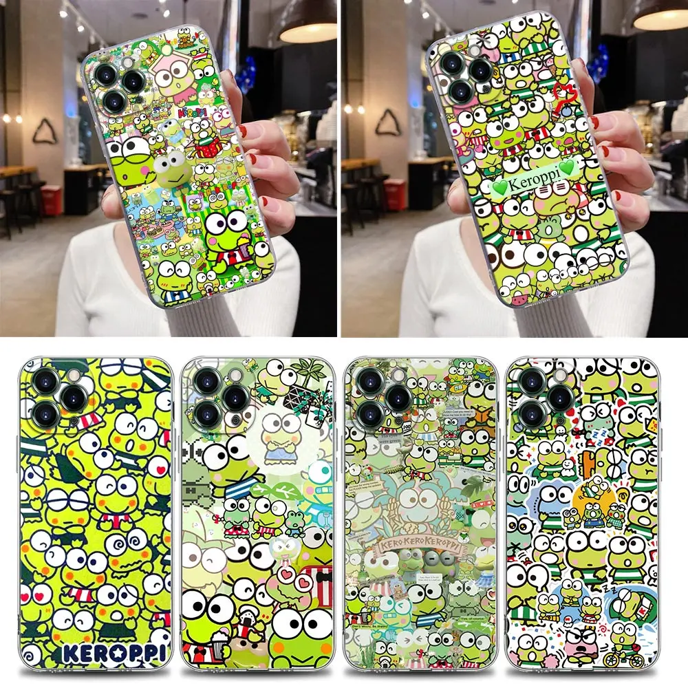 Keroppi Sanrio Froggy Clear Phone Case For iPhone 16 15 14 13 12 11 Pro Max Mini Xs XR X 7 8 16 Plus 6 Soft Cover Silicone Cases