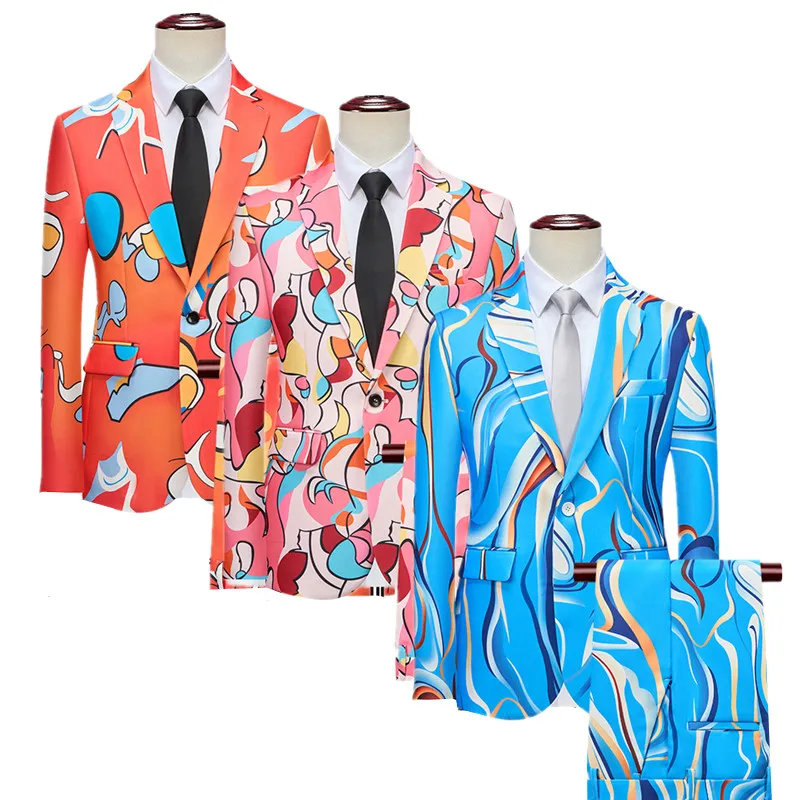 

3D Digital Printed Suit 2-piece Set, Suitable for Weddings, Dance , Parties, Performance Dress , Men Floral Blazers and Pants