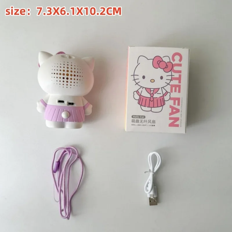 Wentylator na szyję Sanrio Hello Kitty Śliczny przenośny wentylator ręczny na zewnątrz Ładowanie USB Urodzinowy prezent na Boże Narodzenie