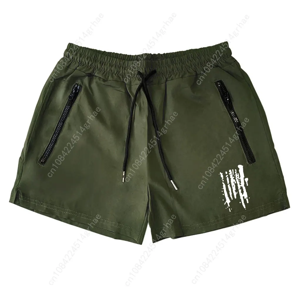 Men's Print Beach Shorts Summer Quick Dry Side Double Zipper Pockets Design Running Basketball Training Gym Shorts