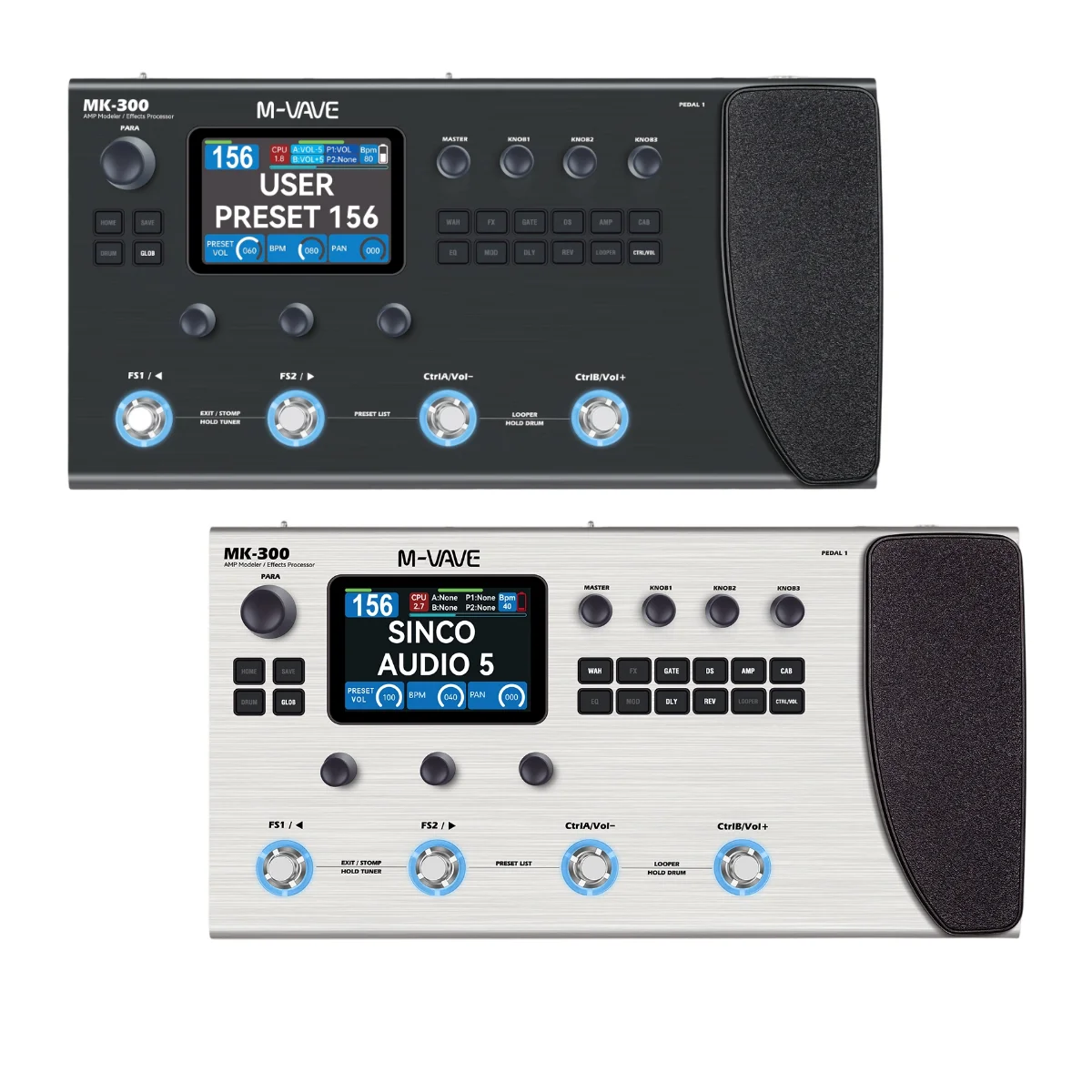 M-VAVE MK-300 Electric Guitar Multi-Effects Processor, Bass Phrase Looper, Sound Card, Drum Machine, Backing Track Looper, Analog Amp Simulator, Drum Machine, Sound Card