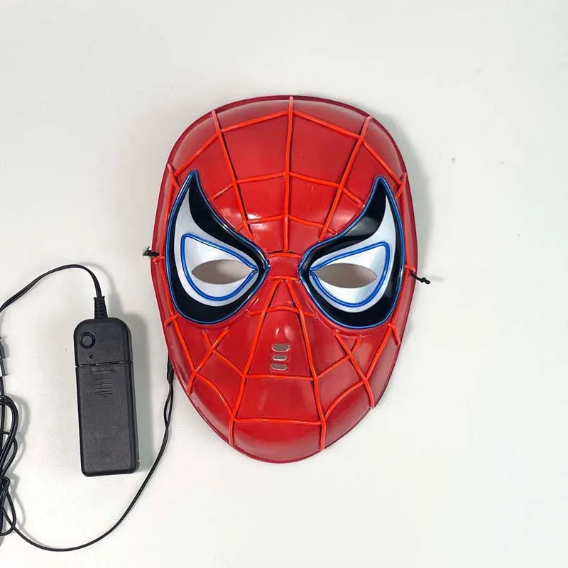 LED Spiderman Mask Superhero Luminous Mask Unisex Avengers Cosplay Props Halloween Dress Up Festival Party Supplies Gift