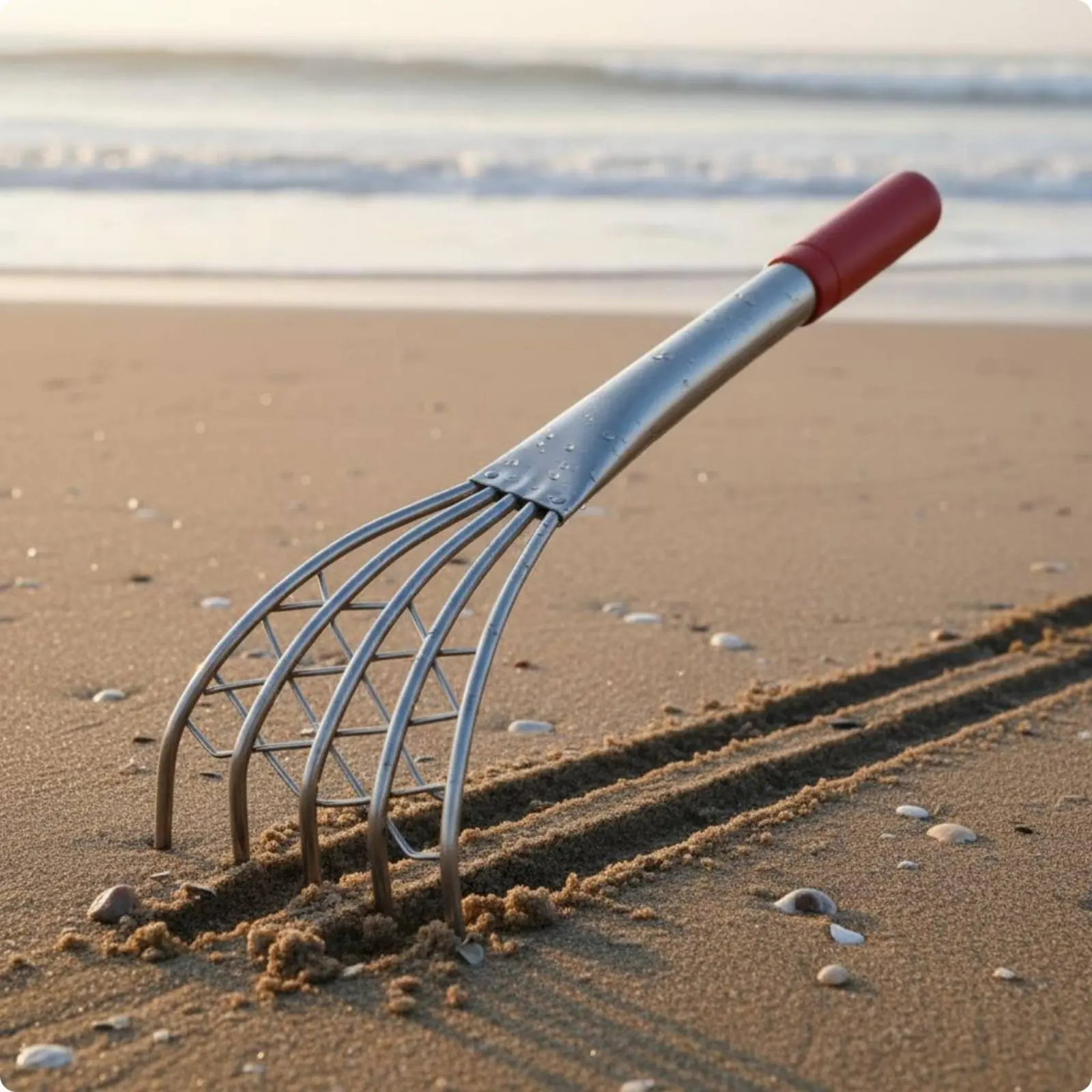 

5 Claw Sand Rake Strong Metal Teeth Clamming Rake Shell Digger Tool Rust-Resistant Yard Gear Ergonomic Handle