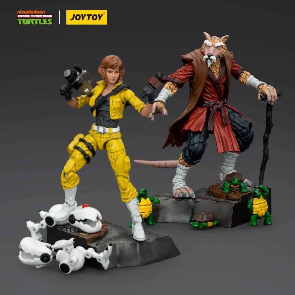 JOYTOY 1/18 Action Figure Teenage Mutant Ninja Turtles Figure Splinter&April O'NeilAnime Figures Statue Model Collection Kid Toy