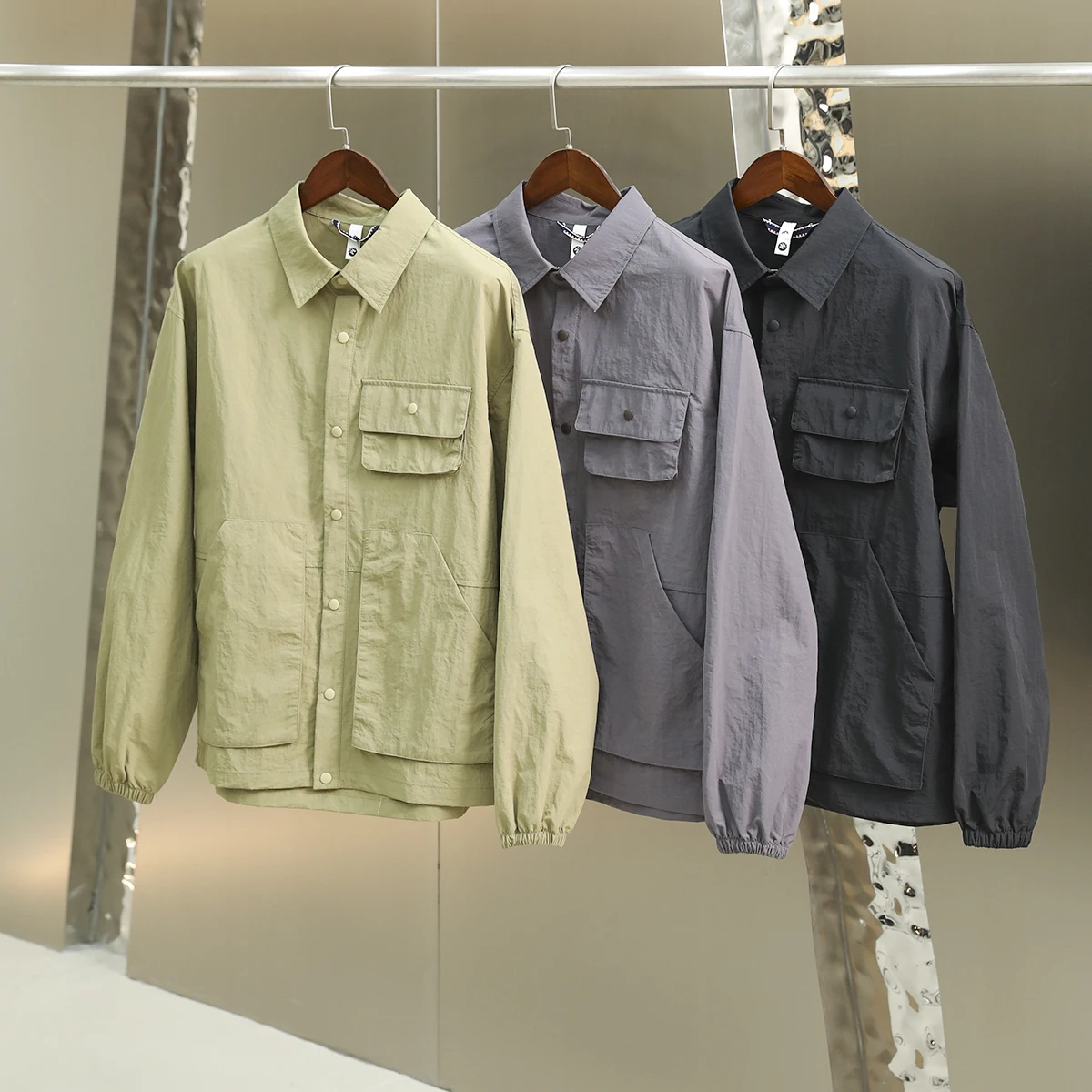 Men's Outdoor Long Sleeve Shirt Jacket Windproof Waterproof Functional Workwear Series Tactical Pocket Mountain System Style