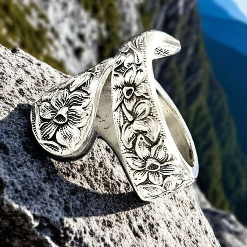 Миланская девушка, винтажное цветное элегантное кольцо, европейское и американское элегантное резное цветочное узором, вечерние женские кольца, модные украшения