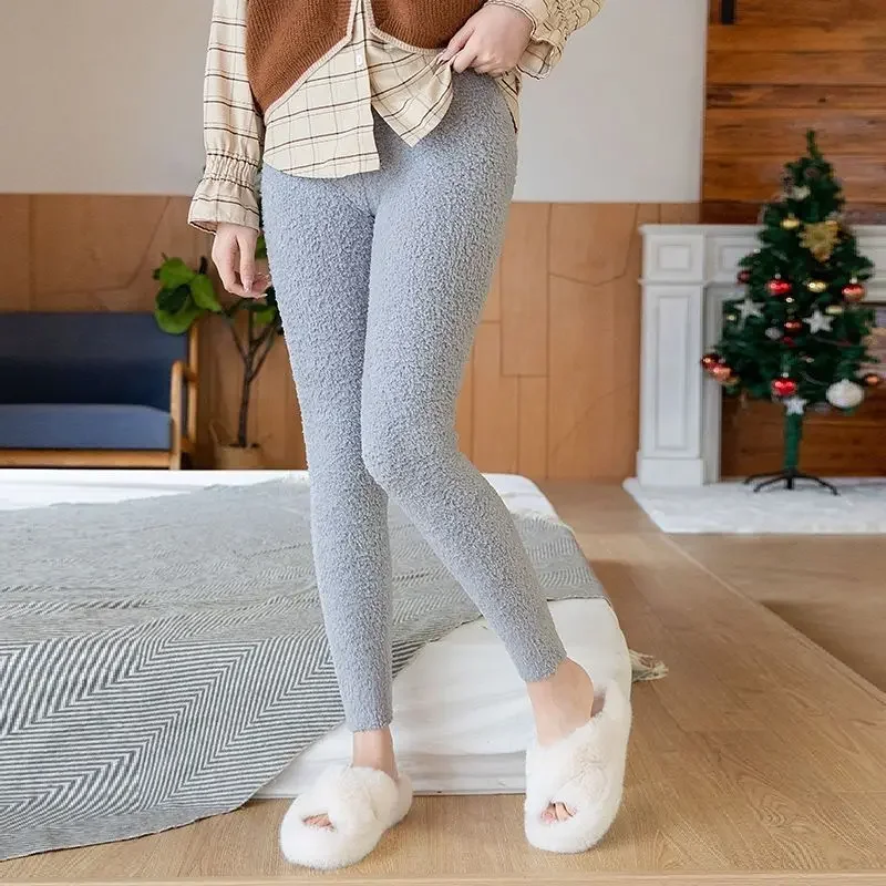 

Women Coral Velvet Sleep Bottoms Warm High Waist Simple Winter Basic Ankle-length Thermal Pant Comfortable All-match Nightwear