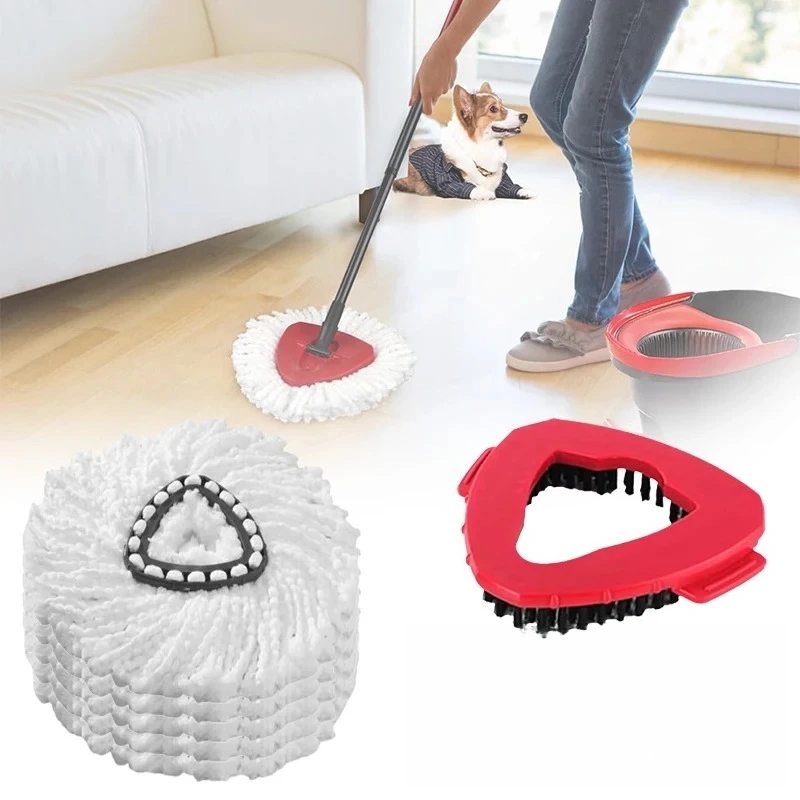 1 Set Replace Heads, Base and Scrub Brush Set for for O-Cedar and Vileda, Compatible with EasyWring 1-Tank System