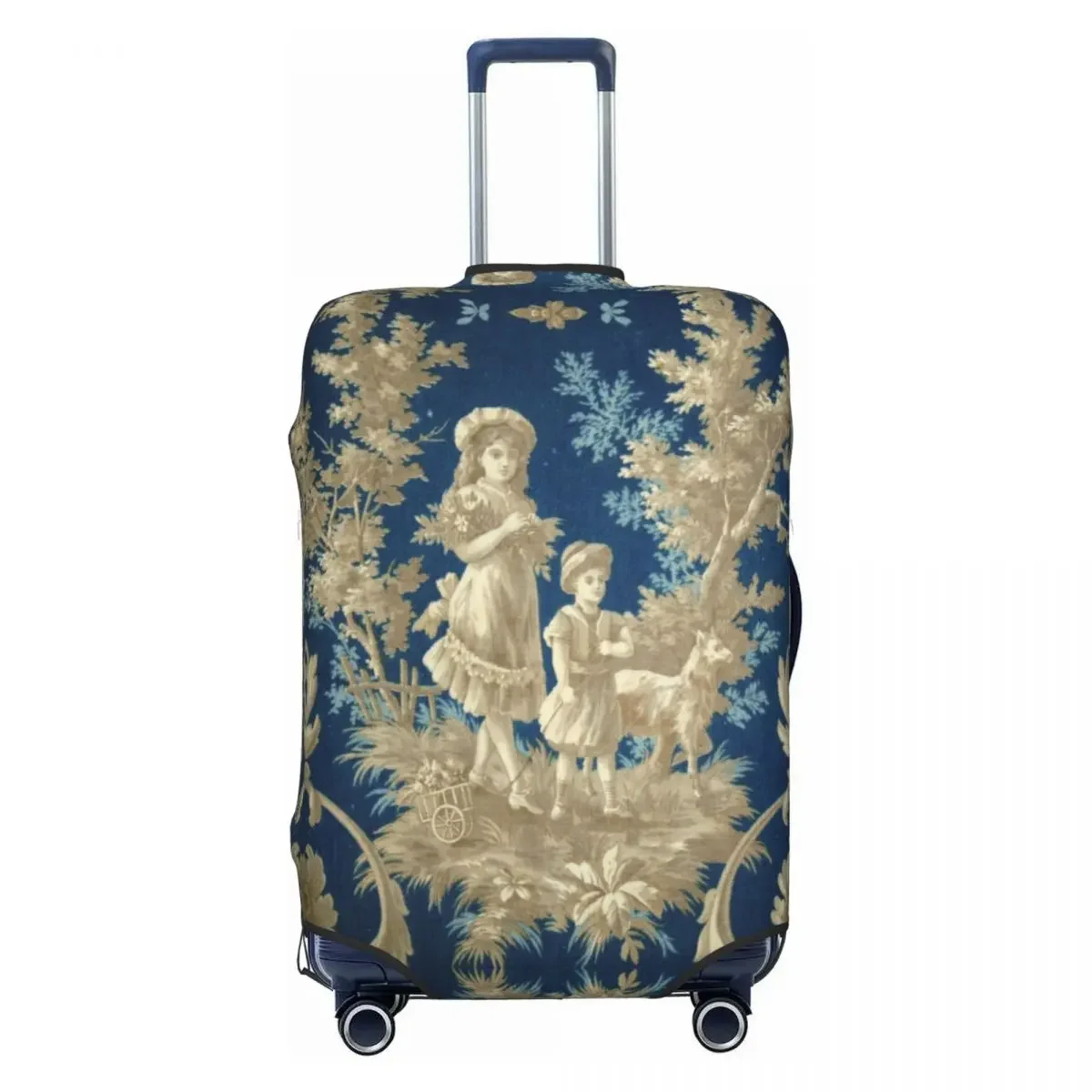 

Victorian Classic French Toile De Jouy Motif Pattern Travel Luggage Cover Elastic Suitcase Cover Protector Fit 18-32 Inch