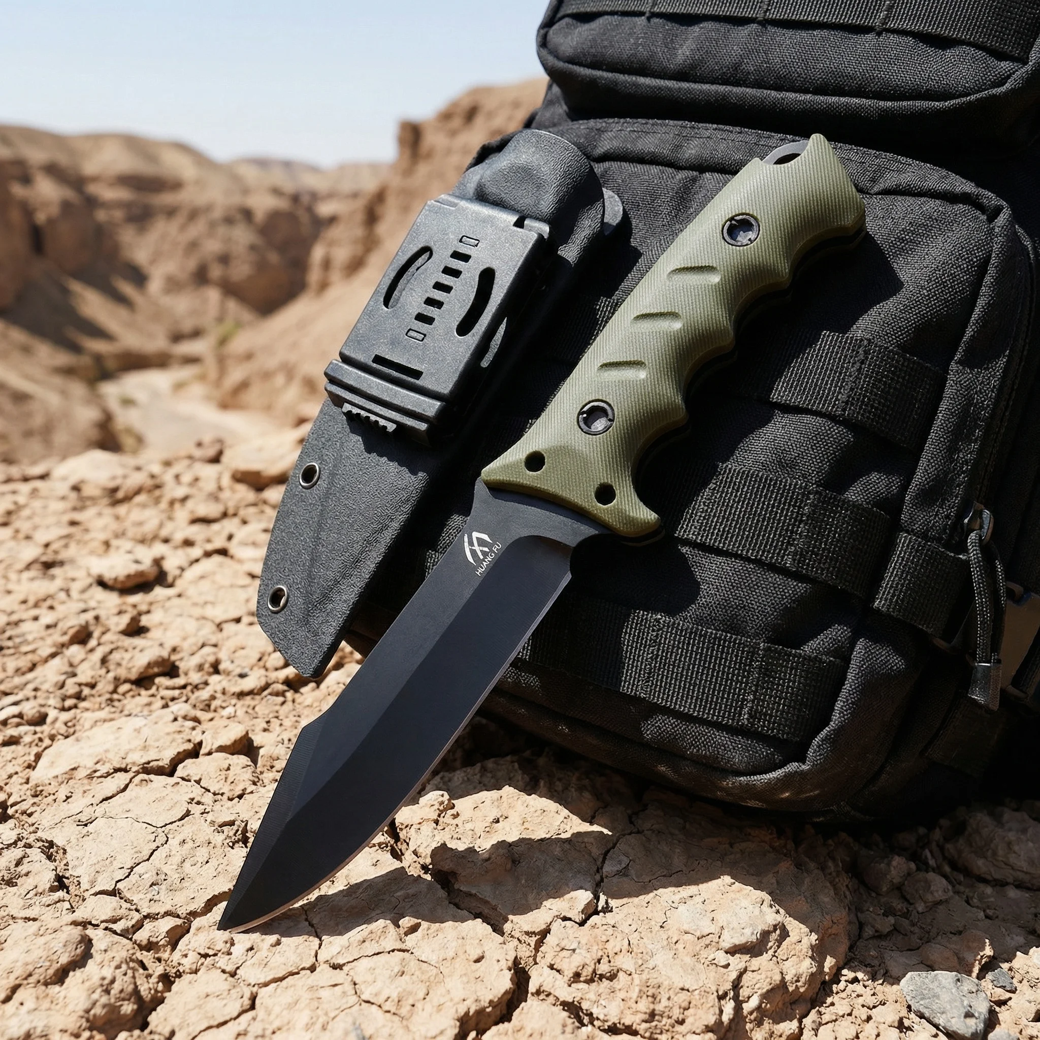 High-quality steel fixed blade, outdoor knife, camping knife, high-hardness stainless steel integrated skeleton with sheath, eme