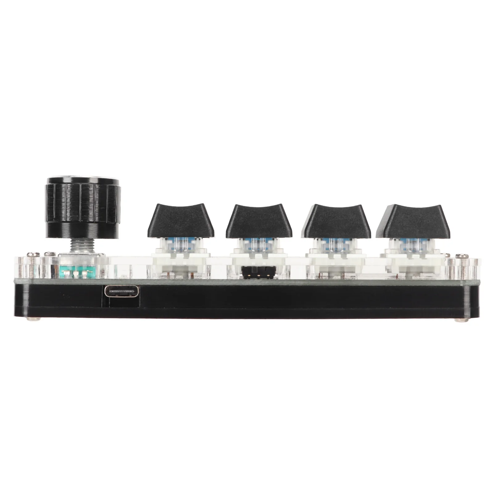 4 مفاتيح 1 مقبض لوحة مفاتيح ميكانيكية ماكرو قابلة للبرمجة، مفتاح أزرق، لوحة مفاتيح ألعاب بلوتوث مع إضاءة خلفية RGB لوسائط الموسيقى