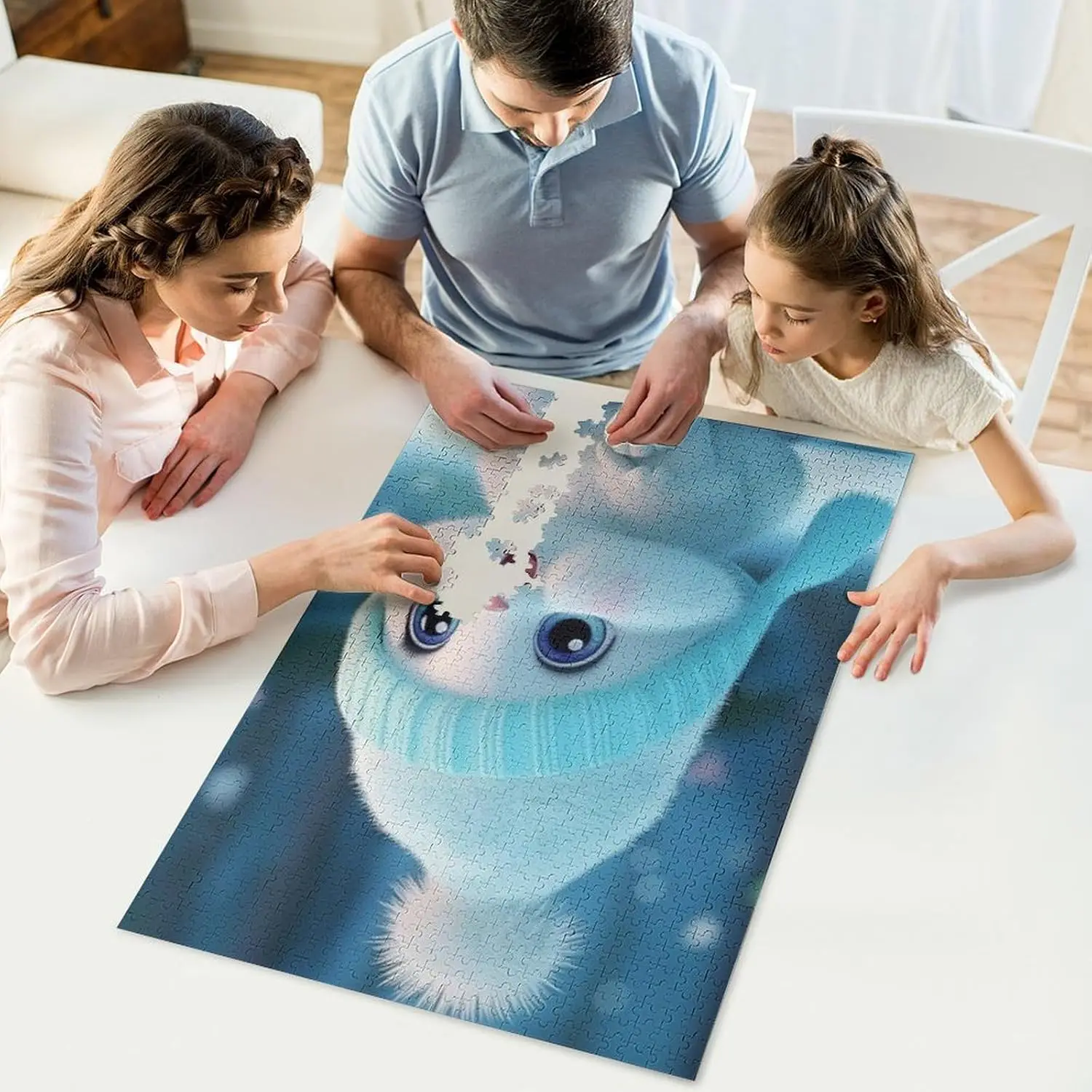 Holzpuzzle 1000/500/300 Teile Schnee-Kaninchen-Puzzles, herausfordernde Familienaktivität, Bodenspiele für Spiele, Schlafzimmer, Wohnzimmer