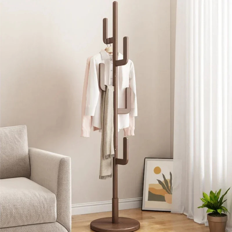 

Creative Solid Wood Coat Hanger, Indoor Pole Type Rack, Bedroom Floor Standing Hat and Coat Organizer for Household Use.
