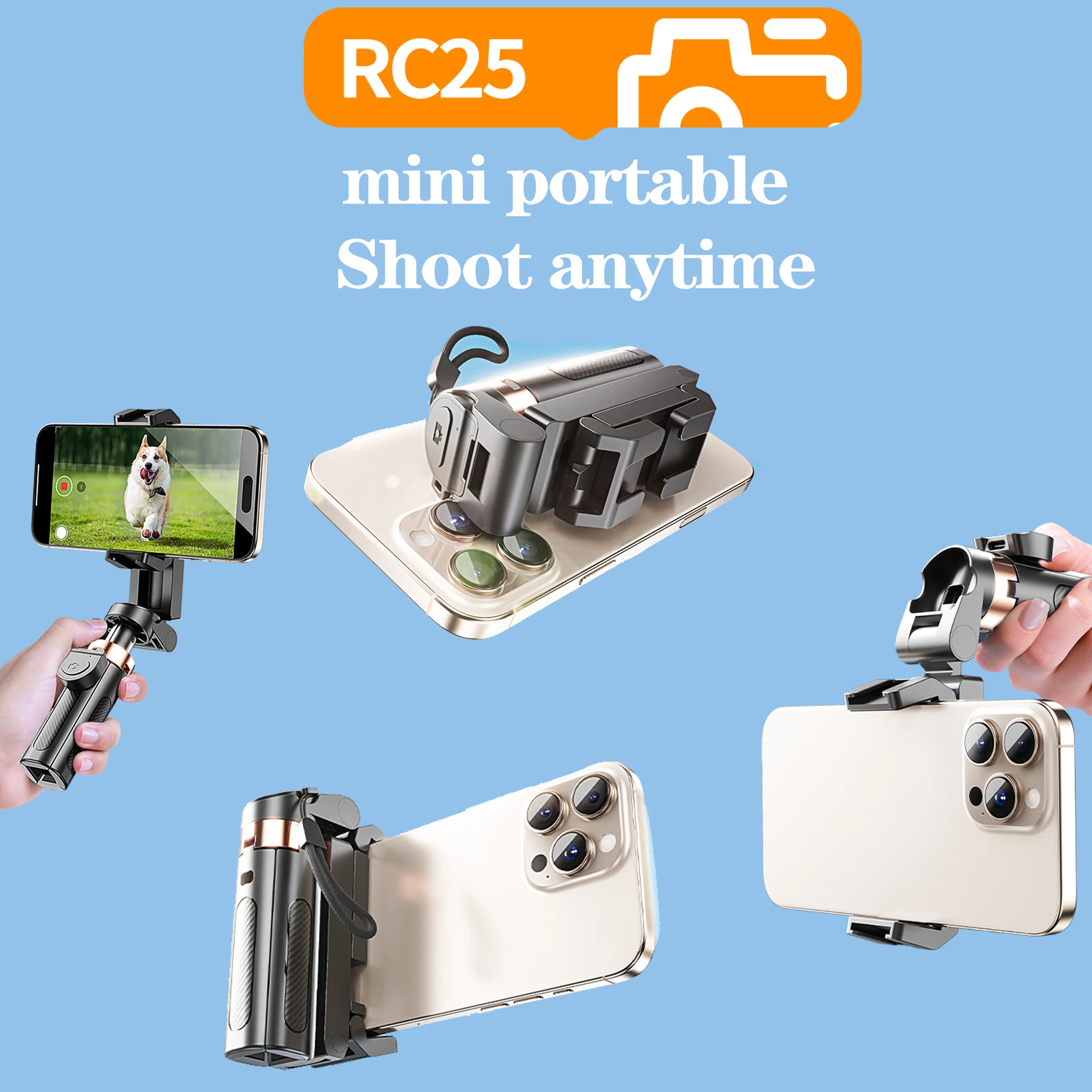 Multi functional mini selfie stick, portable phone holder, shooting assistance, multifunctional integrated design