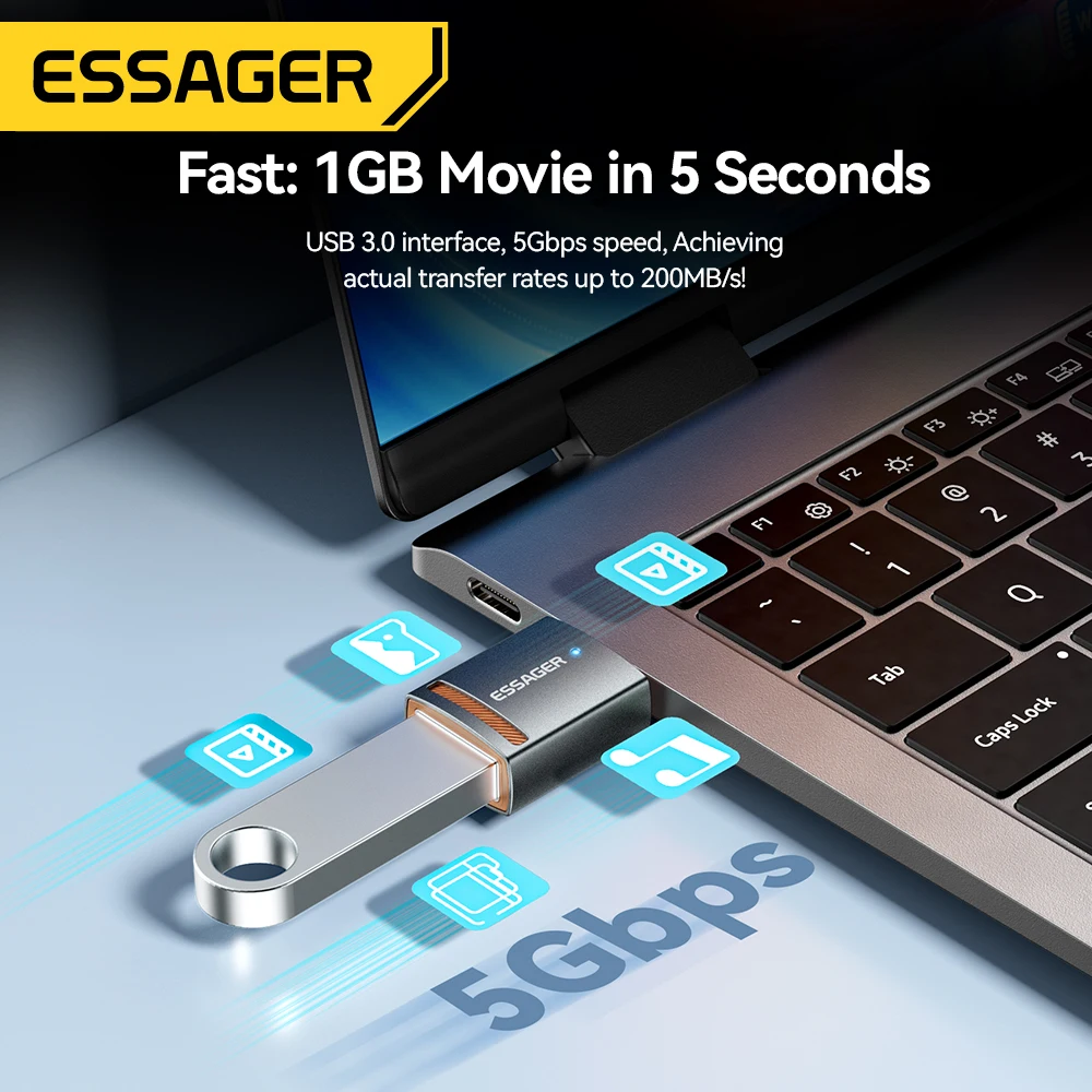 Essager USB 3.0 Adapter OTG USB A Female to Type C Adapter Male Converter For Macbook pro Air Samsung S20 S10 USB OTG Connector