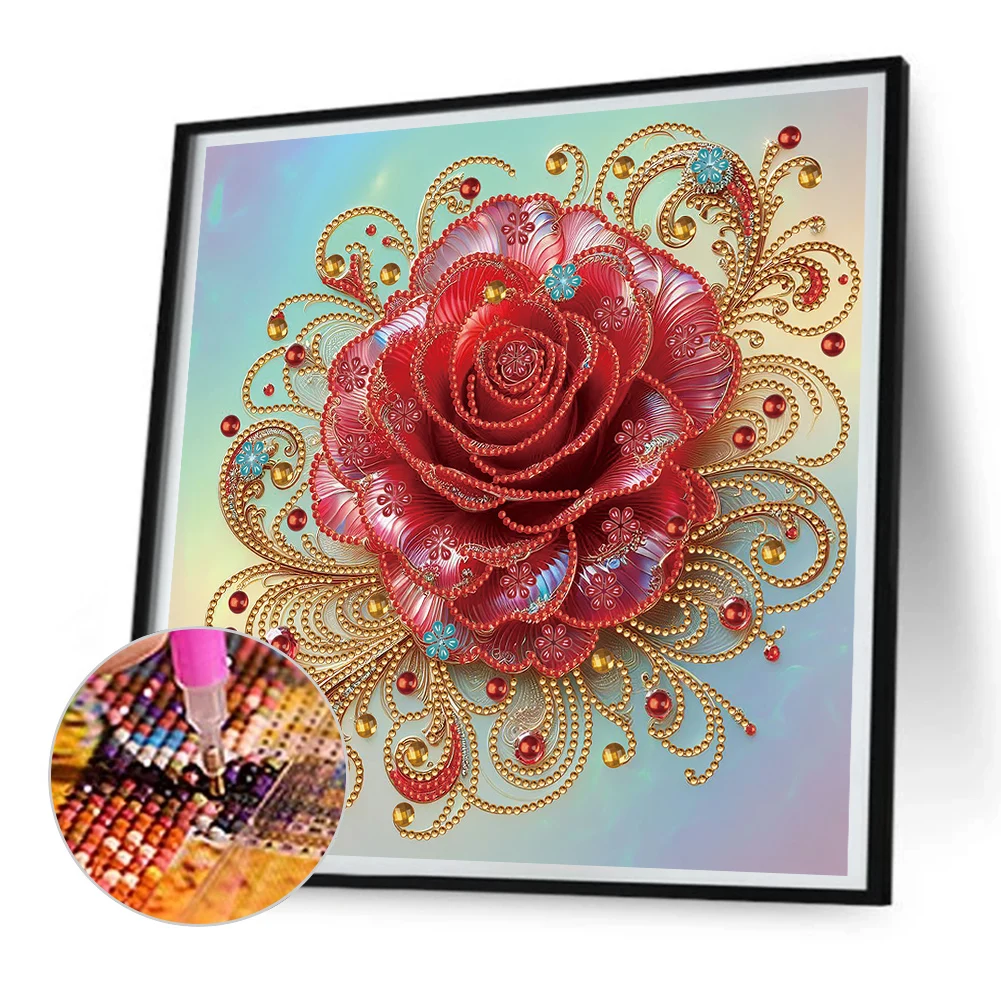 5D DIY Partial Special Shaped Drill Diamond Painting Kit Rose Decoration