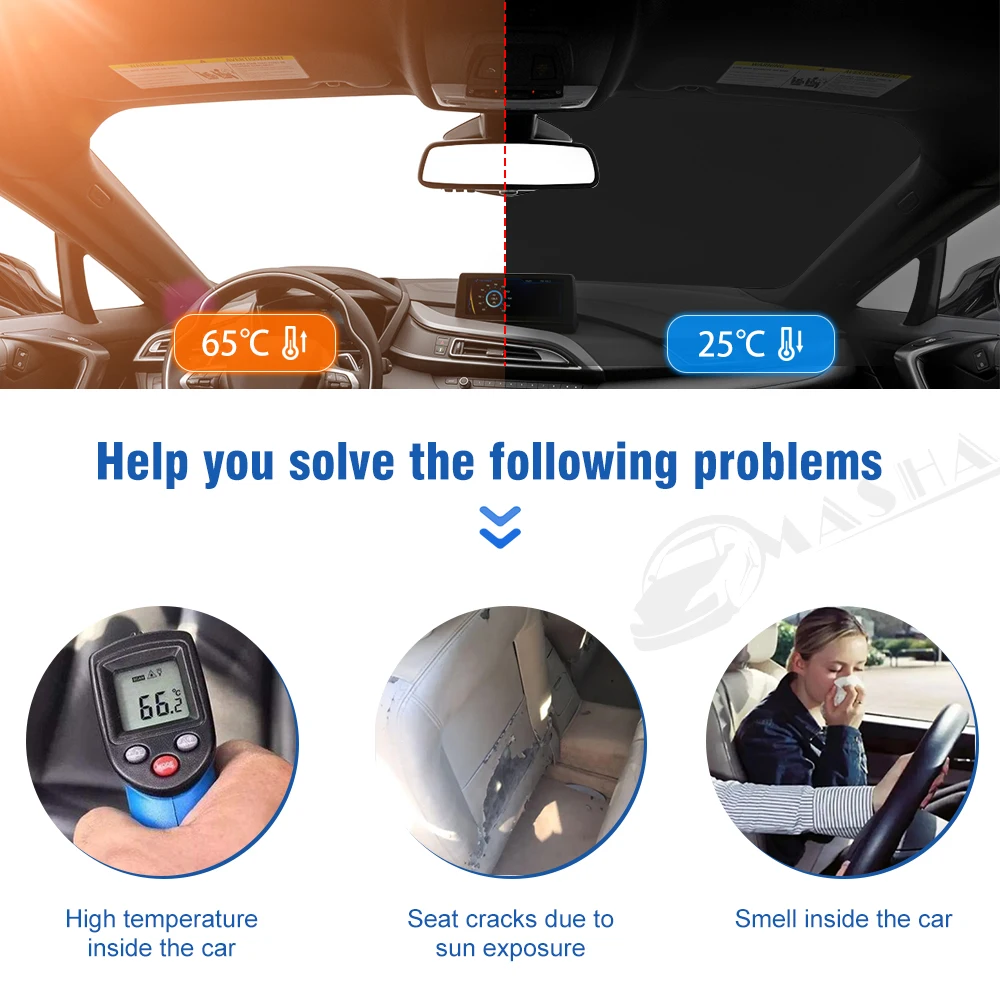 Windshield Sun Shade For Dacia Duster 2010-2021 2022 2023 2024 Car Sunshade Cover Foldable Sun Visor Protector Blocks UV Rays