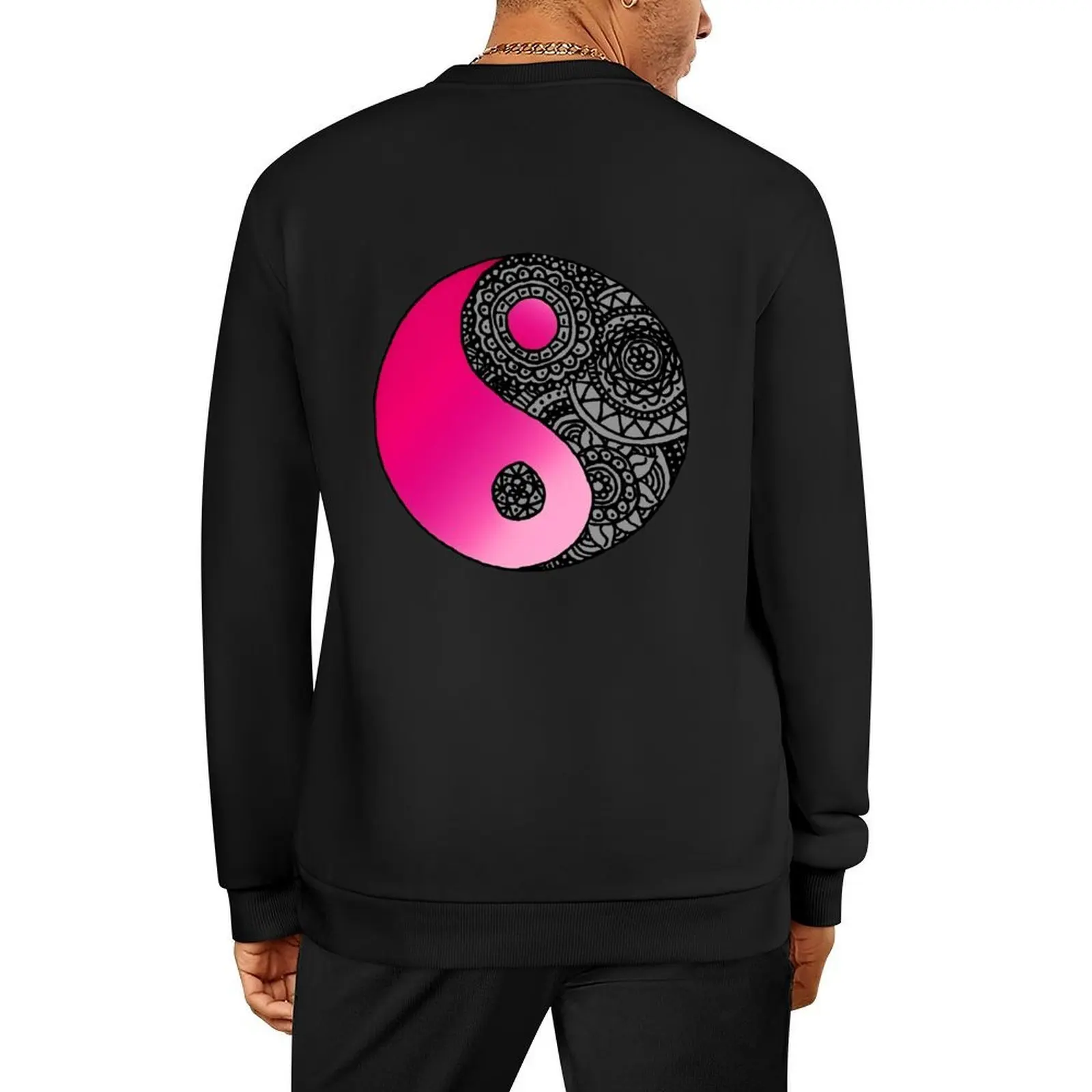 

Pink and Black Yin Yang Mandala Pullover blouse autumn mens designer clothes autumn jacket men new in sweatshirts