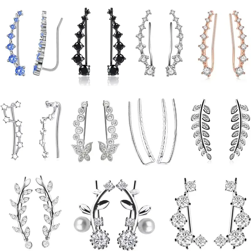 7 CitroEar Cuffs pour femme, clip d'oreille, boucle d'oreille piercing, document bleu, cubique, contre-indiqué, zircone, haute qualité, 2 pièces