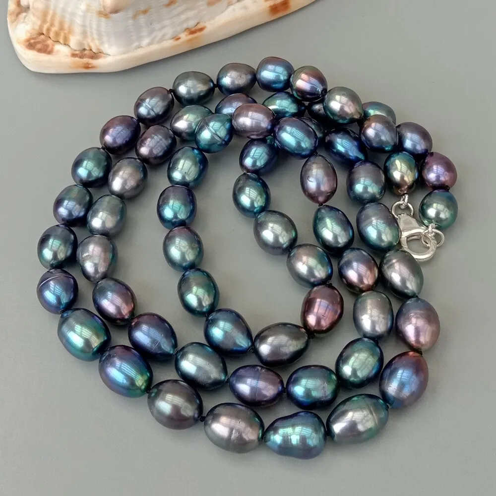 

Длинное ожерелье из пресноводного культивированного черного рисового жемчуга, с застежкой из серебра 925 пробы 32,5 дюйма