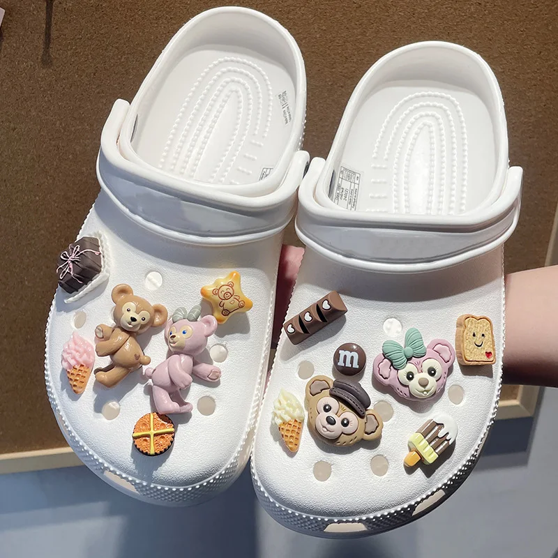 3D Kawaii Duffy Character Shoe Charms Accessories for Classic Clog Shoe Decoration Fit Wristband Birthday Gifts