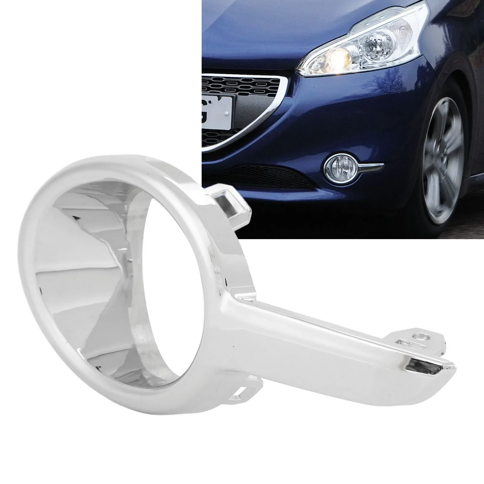 Front Bumper Fog Light Bezel Cover Fog Lamp Trim High Strength Chrome Plated ABS 1608111480 1608110880 for Peugeot 208 2012-2018