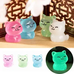 30PCS Miniature Lucky Cat Glow At Night Mini Cats The Dollhouse Accessories Luminous Cat Home Decor Desktop Decoration