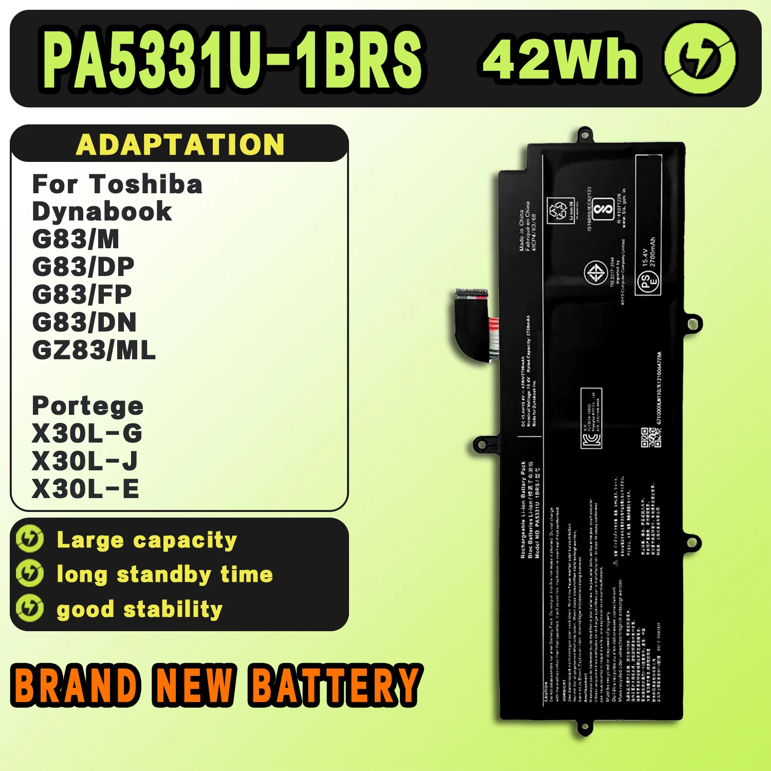 SAT PA5331U-1BRS New Laptop Batteries Replacement For Toshiba Dynabook G83/M/DP/FP/DN GZ83/ML Portege X30L/G/J/E A30/E R30/A/E