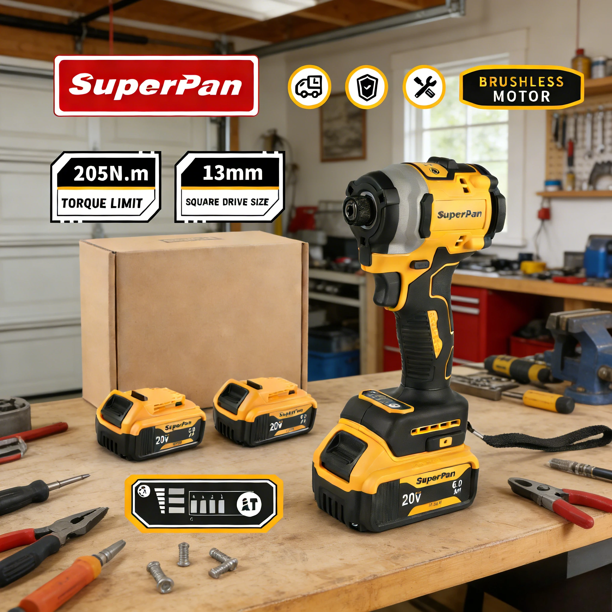 

SuperPan High Power Driver 205N.M AntiCorrosion Rechargeable Tool Pipe Repair Decoration Construction For Dewalt 20V Battery Pin