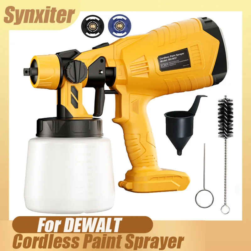 

Cordless Electric Spray Gun HVLP Paint Sprayer With 2 Nozzles Flow Control Car Furniture Wall Painting For Dewalt 18V Battery