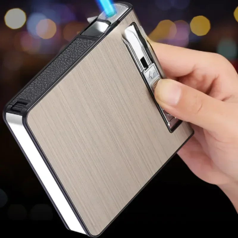 USB New Cigarette Case Lighter Windproof Can Hold 10 Pieces 20 Pieces Rechargeable Gas Lighter Men Smoking Accessories