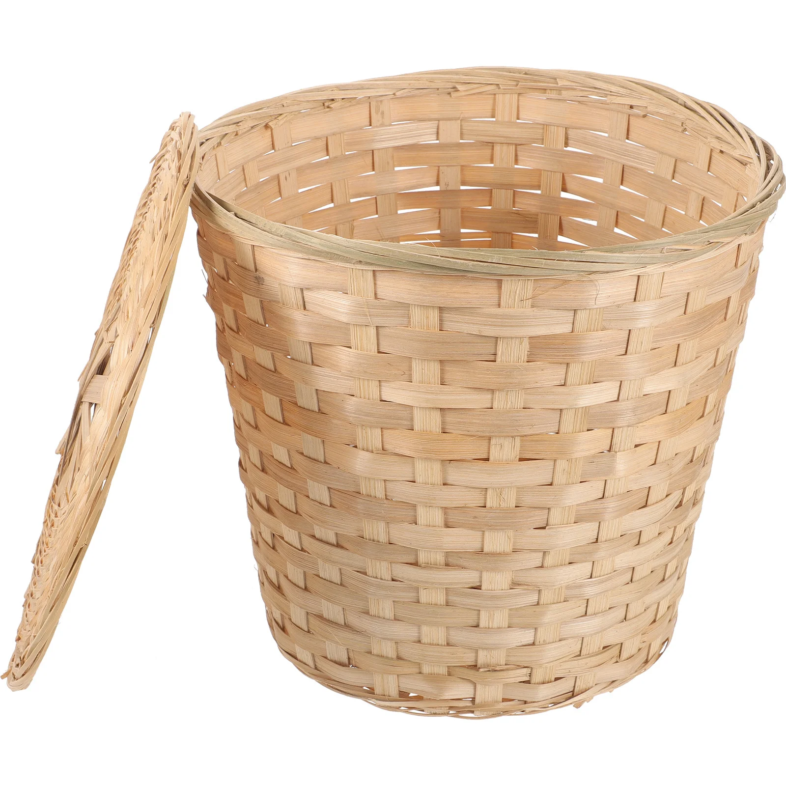 

Rustic Bamboo Woven Storage Basket Household Large Capacity Fruit Basket Trash Can Home Organizer Sundries Storage Organizer
