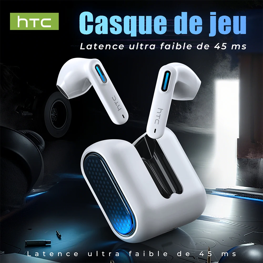 Écouteurs Traducteurs HTC NE49 AI : Traduction en Temps Réel, Son HiFi, Appels HD, Faible Latence, Idéaux pour le Gaming
