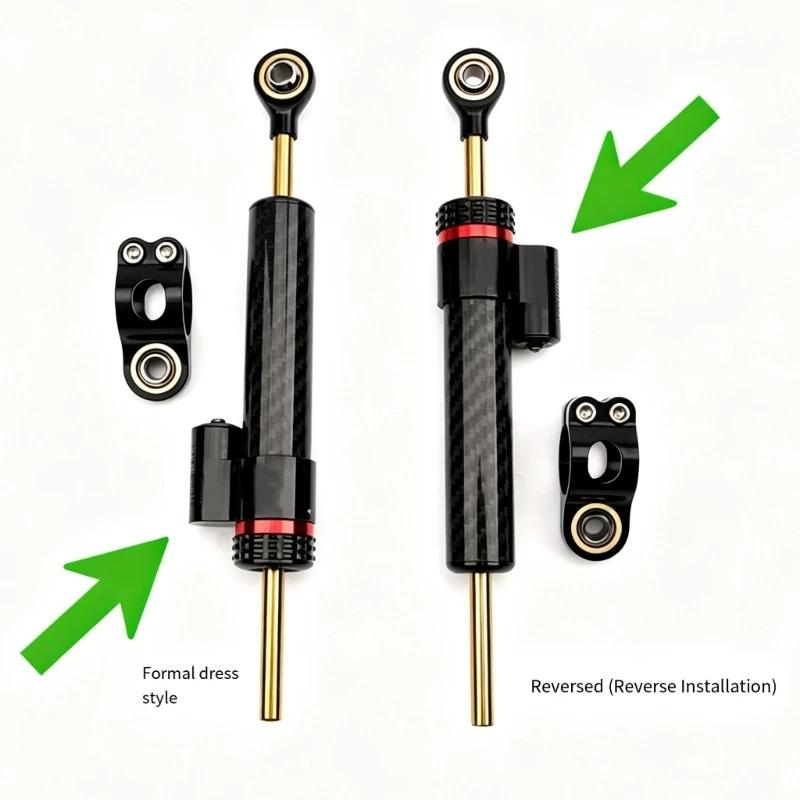 252 mm Inverted Steering Damper Stabilizer for Motorcycles, Carbon-Look Bracket Design Part for Daily Street Use and