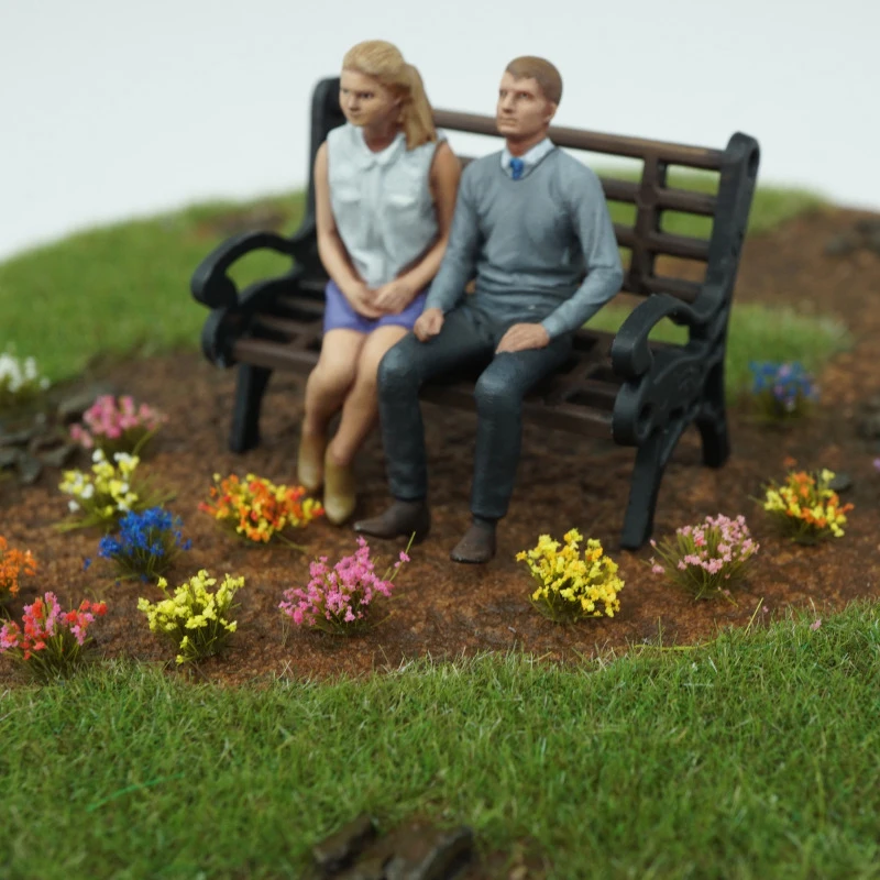 104pcs/box Miniature Shrubs Bushes Static Grass Tuft Model Grass Tufts Terrain Model Kit Static Scenery Model