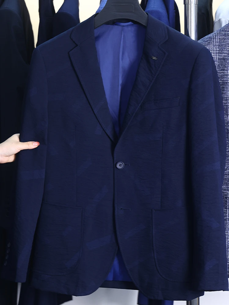 

Classic Plaid Men's Casual Suit Spring Autumn Faionable Flat Collar West Coat Stand Fit Button Decorated Non-iron Treaent