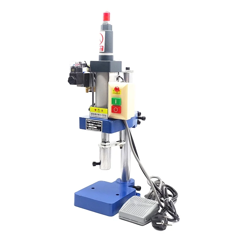 Small Single Column Pneumatic Press 110 / 220V Punching Machine Adjustable Force 120KG Punch Press Machine