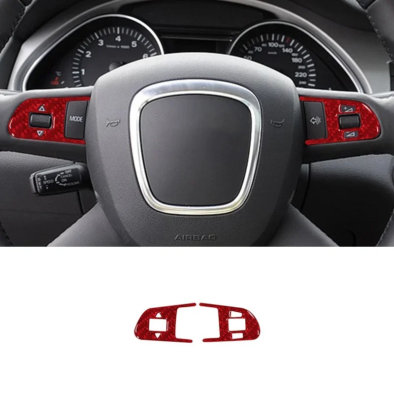 

ABS Carbon Fiber Car Interior Steering Wheel Button Cover Trim Sticker Fit For Audi Q7 2007-2015