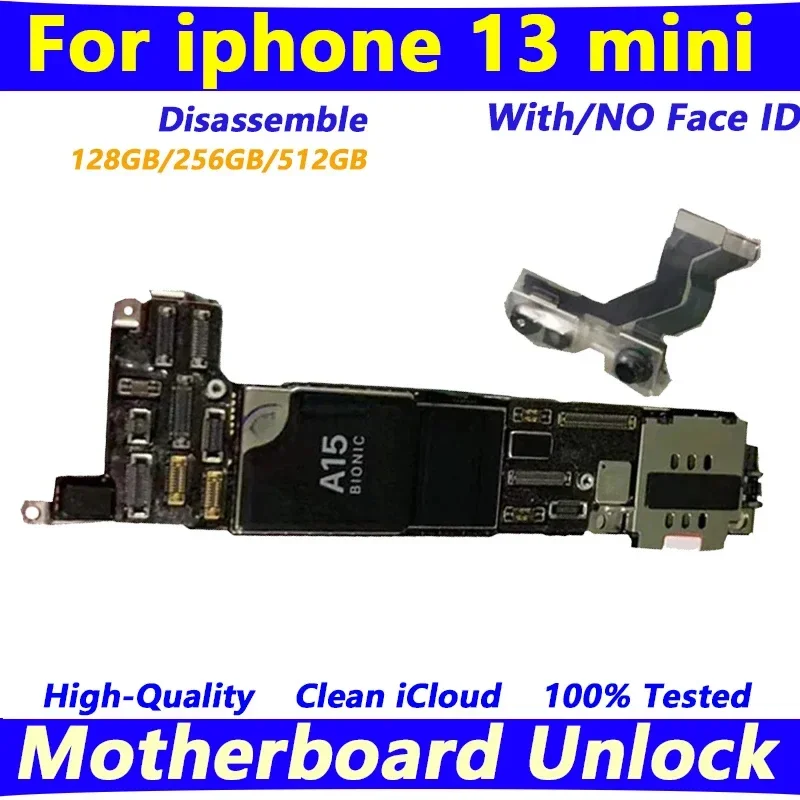 Fully Tested For iPhone 13 Mini Motherboard Unlock Logic Board With Face ID Mainboard Chips Support Update 5G Working replacemen