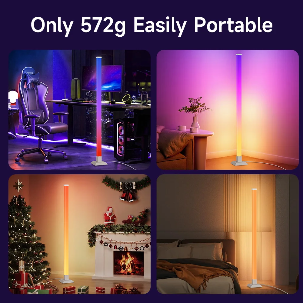 150 cm RGB lampadaire télécommande RGBIC chambre décoration support lumière LED musique humeur lumières pour salon chambre Table à manger
