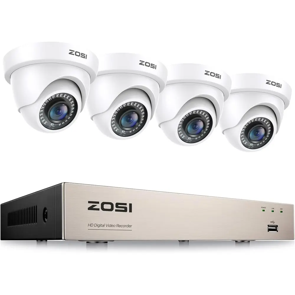 

8CH H.265+ Security Camera System, AI Detection, Night Vision, 5MP DVR, 4x 1080P 2MP Cameras