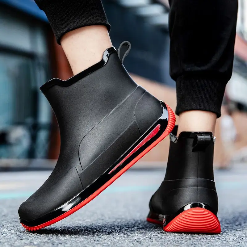 

Легкая нескользящая мужская обувь, ботильоны на толстой платформе, водонепроницаемые, износостойкие, модельерские новые мужские непромокаемые сапоги