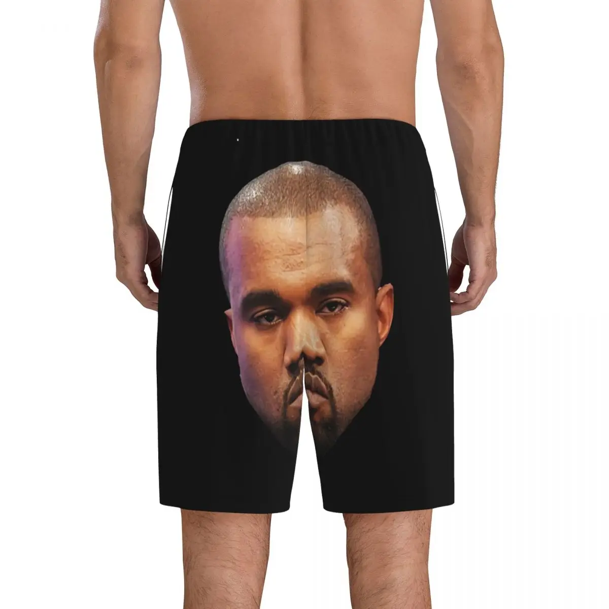 Custom Funny Kanye West Meme Pajama Shorts Sleepwear Men Elastic Waistband Rapper Music Producer Sleep Short Pjs with Pockets