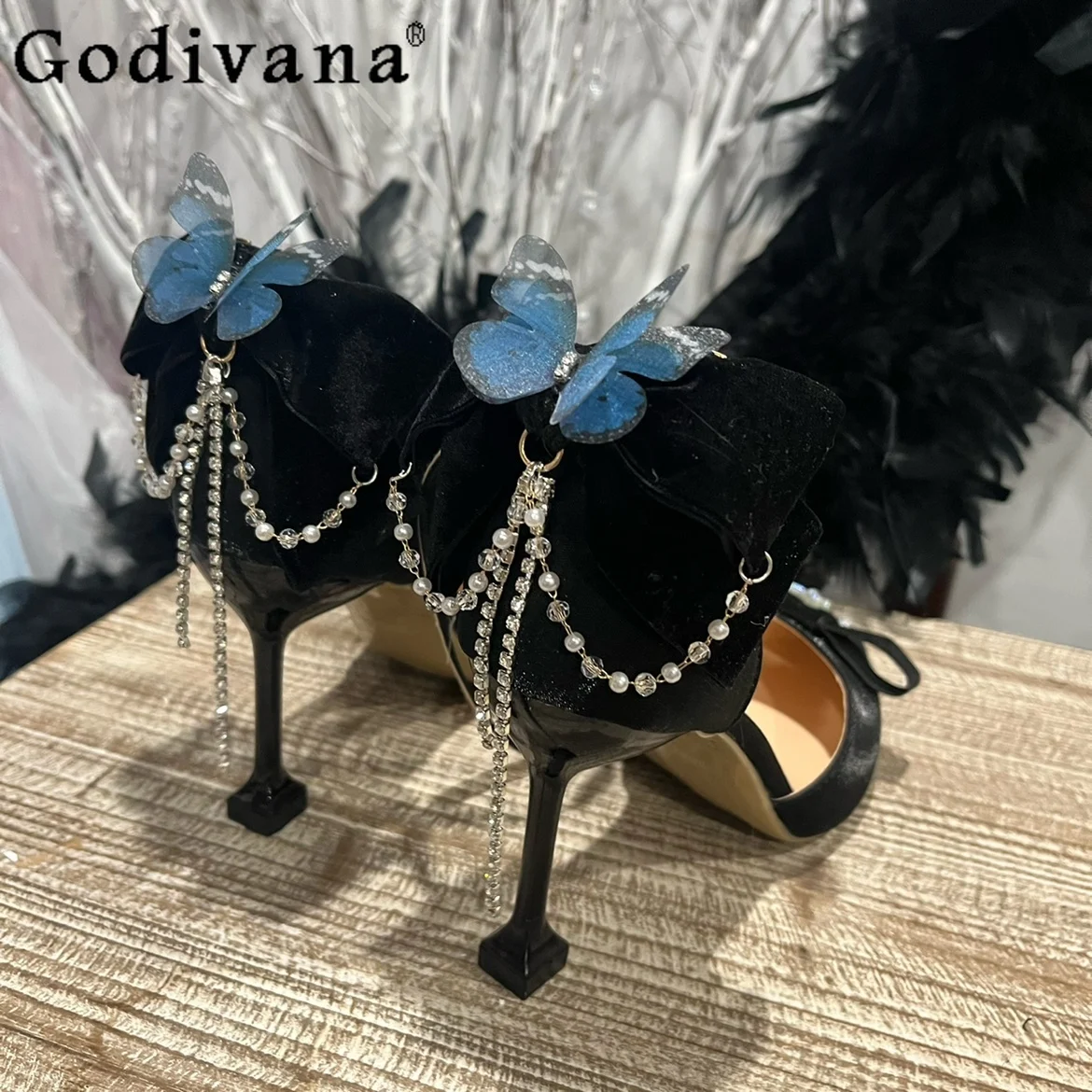 

Dream Elegant Lady Japanese Original Lolita High Heels Heavy Industry Pointed Thin Heel Bow Mary Jane Single Shoes
